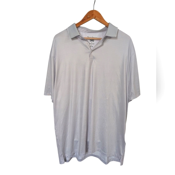 Hickey Freeman Golf Men's Polyester Spandex Gold Polo White And Gray - Picture 1 of 7